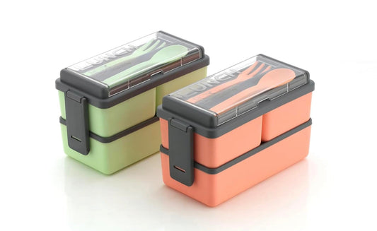 Double Decker Plastic Lunch Box Comes with 3 Detachable Box,