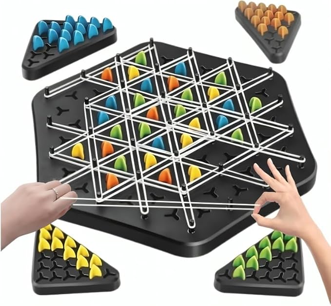 Triggle games with rubber band Large Size Chain Triangle Chess Game, Triggle Game, Board Games for Family Game Night - Family Board Games for Kids and Adults - 2-4 Players - Ages 3 Years and Up