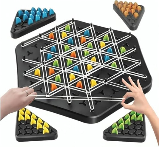 Triggle games with rubber band Large Size Chain Triangle Chess Game, Triggle Game, Board Games for Family Game Night - Family Board Games for Kids and Adults - 2-4 Players - Ages 3 Years and Up