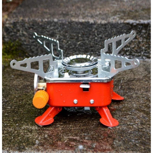 Portable Gas Stove And Picnic Butane Gas Burner For Outdoor Camping, Hiking, Travelling, To Cooking The Food | Stainless Steel Cylinder, Folding Furnace,